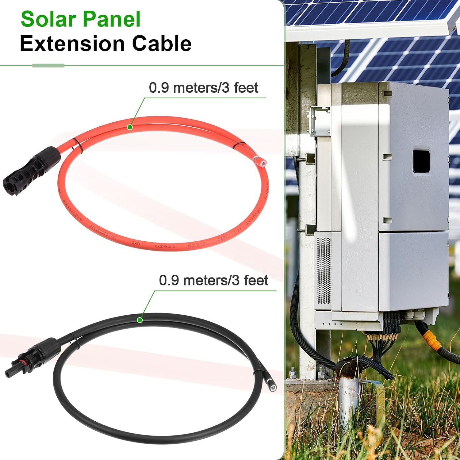 Solar Panel Wire 3Ft 8 AWG 10Mm2 Solar Cable Tinned Copper Wire with Female and