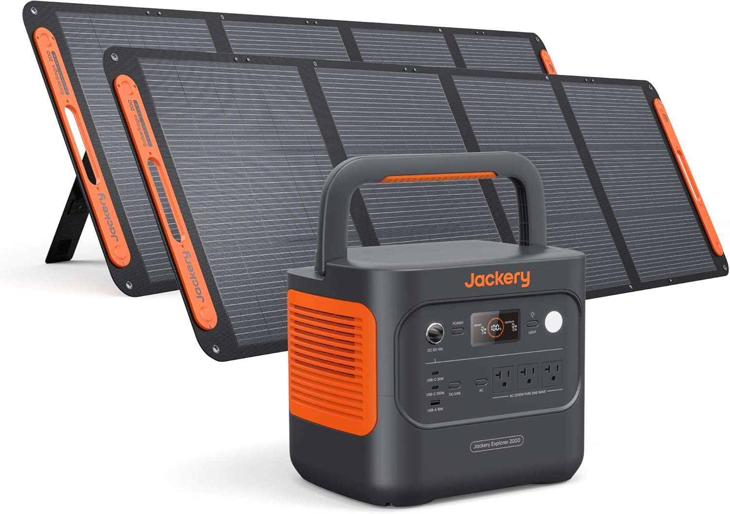 Jackery Explorer 2000 V2 Portable Power Station with 2X200W Solar Panels, 2042Wh