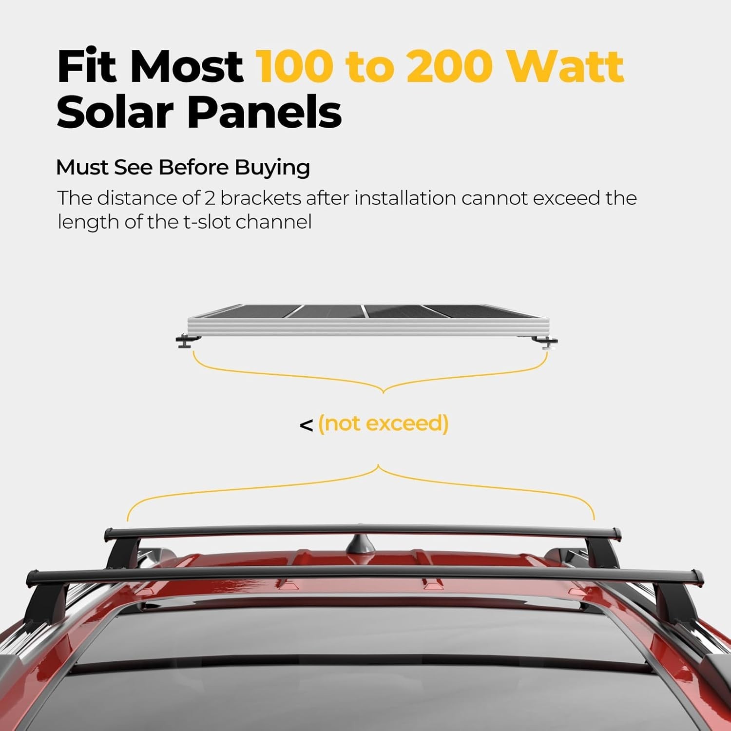 Solar Panel Mounting Kit for 100-200W Panels on T-Track Roof Racks