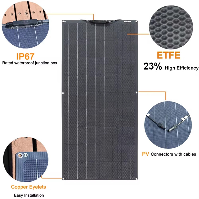 300W Flexible Solar Panel Kit 1-4PCS 18V Mono Solar Power Charger for Camping