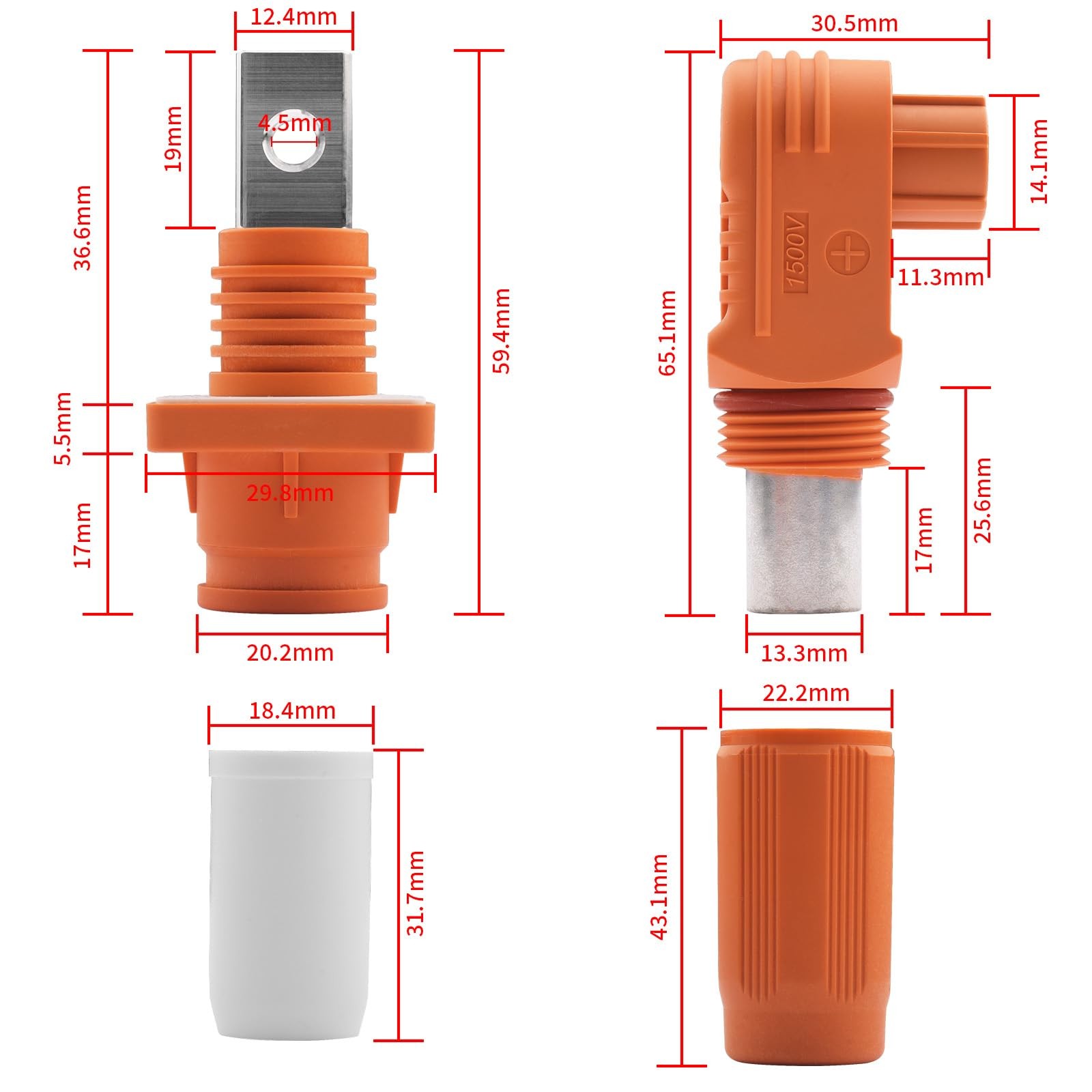 Battery Energy Storage Connector Set 120A 1500V, 90 Degree IP67 Weatherproof …
