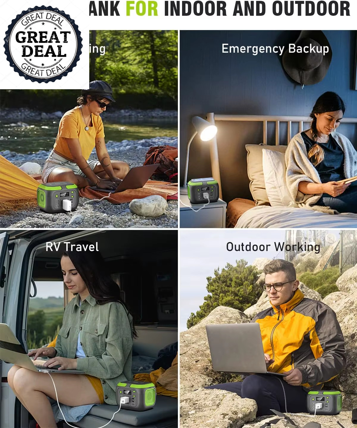150W Portable Power Station 110V AC Outlets Camping Travel Power Storage Bank