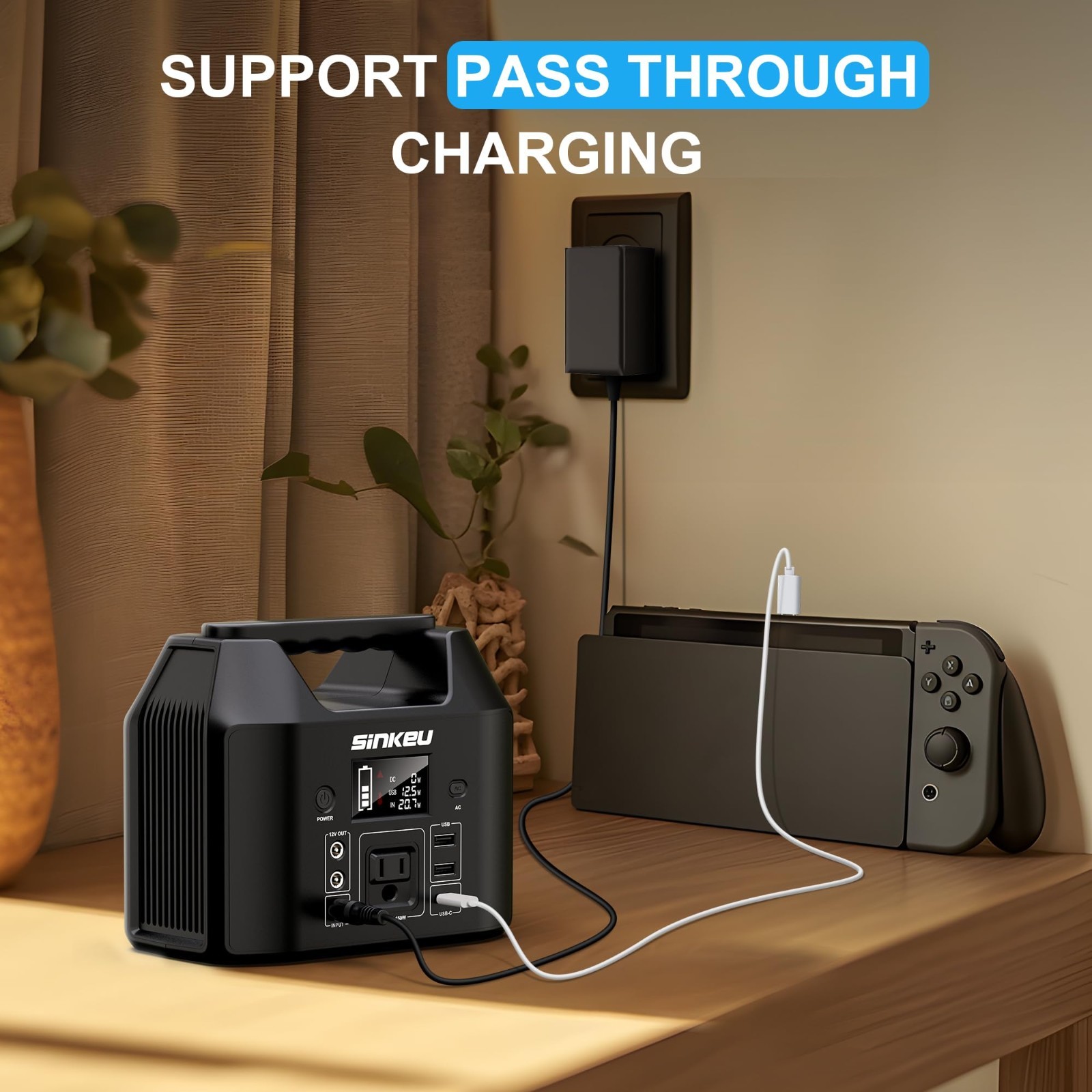Portable Power Station 122.8Wh, LiFePO4 Solar Generator, 150W Power Bank for Cam