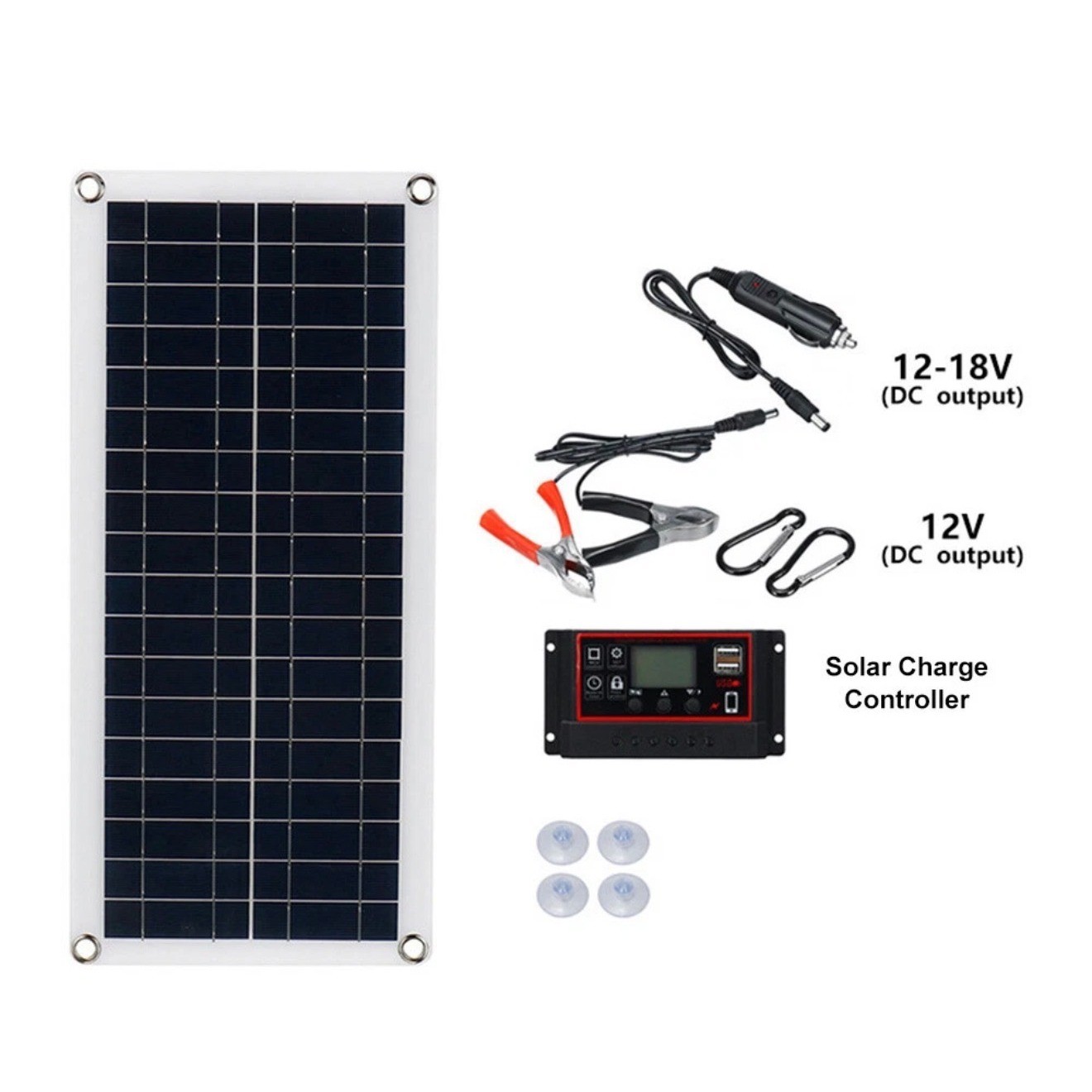 Portable Solar Panel Kit 12V-18V with PWM Charge Controlle USB Ports for RV Boat