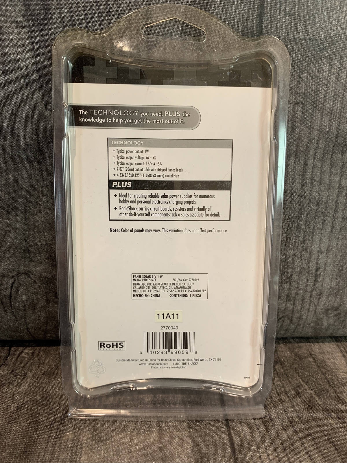 Radio Shack Solar Panel 1W• 6v 2770049