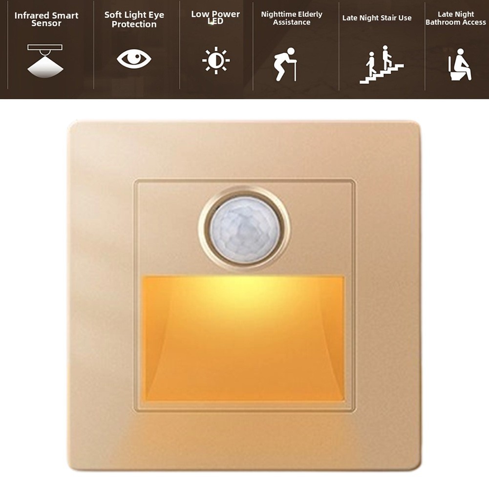 Indoor Motion Sensor LED Stair Light Recessed Wall Light for Safe Stair Use