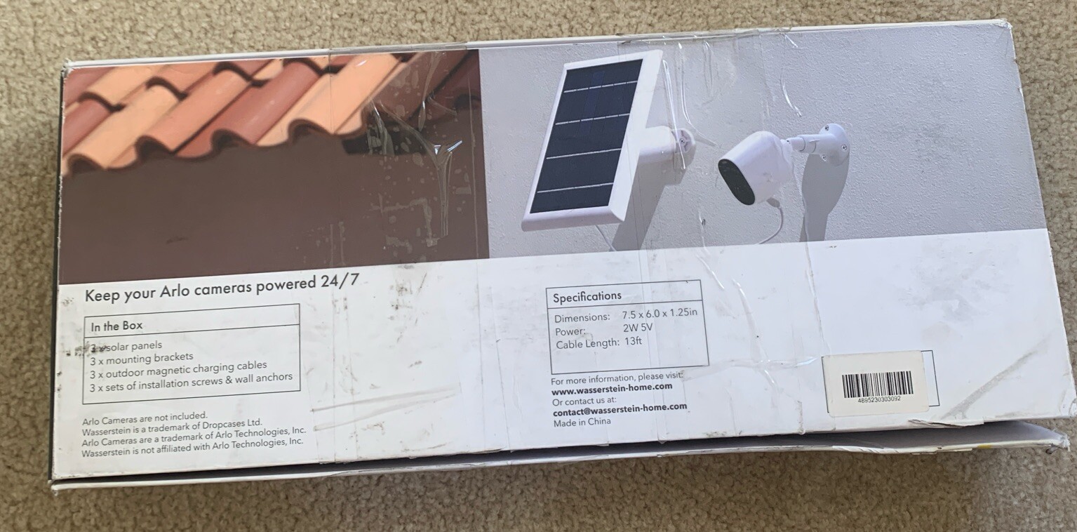 3 Pack Wasserstein Solar Panel with 13.1-Foot Outdoor Magnetic Cable ARLO