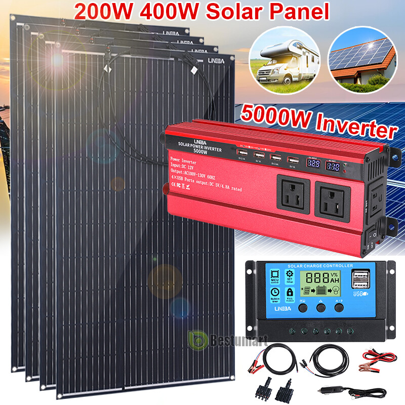 Full Complete Kit 5000W Inverter & Solar Panel Kit 400W 12V Off Grid RV Camping