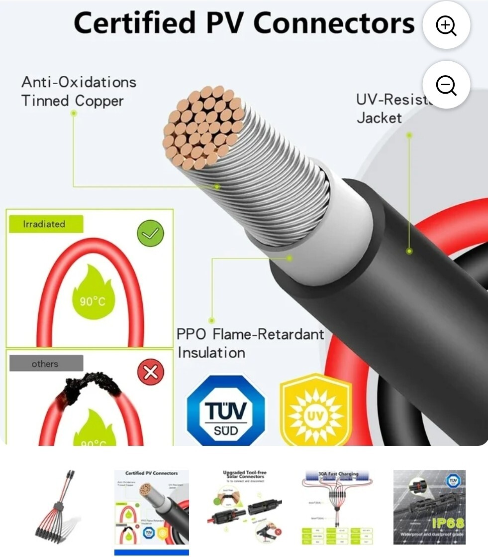 Tool-Free Solar Connectors for 2-3-4 Solar Panels, Water Proof