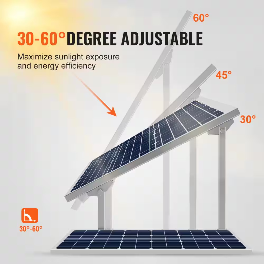 2-Set Solar Panel Mounting Brackets 30°-60° Adjustable Multi-Pieces Solar Panel