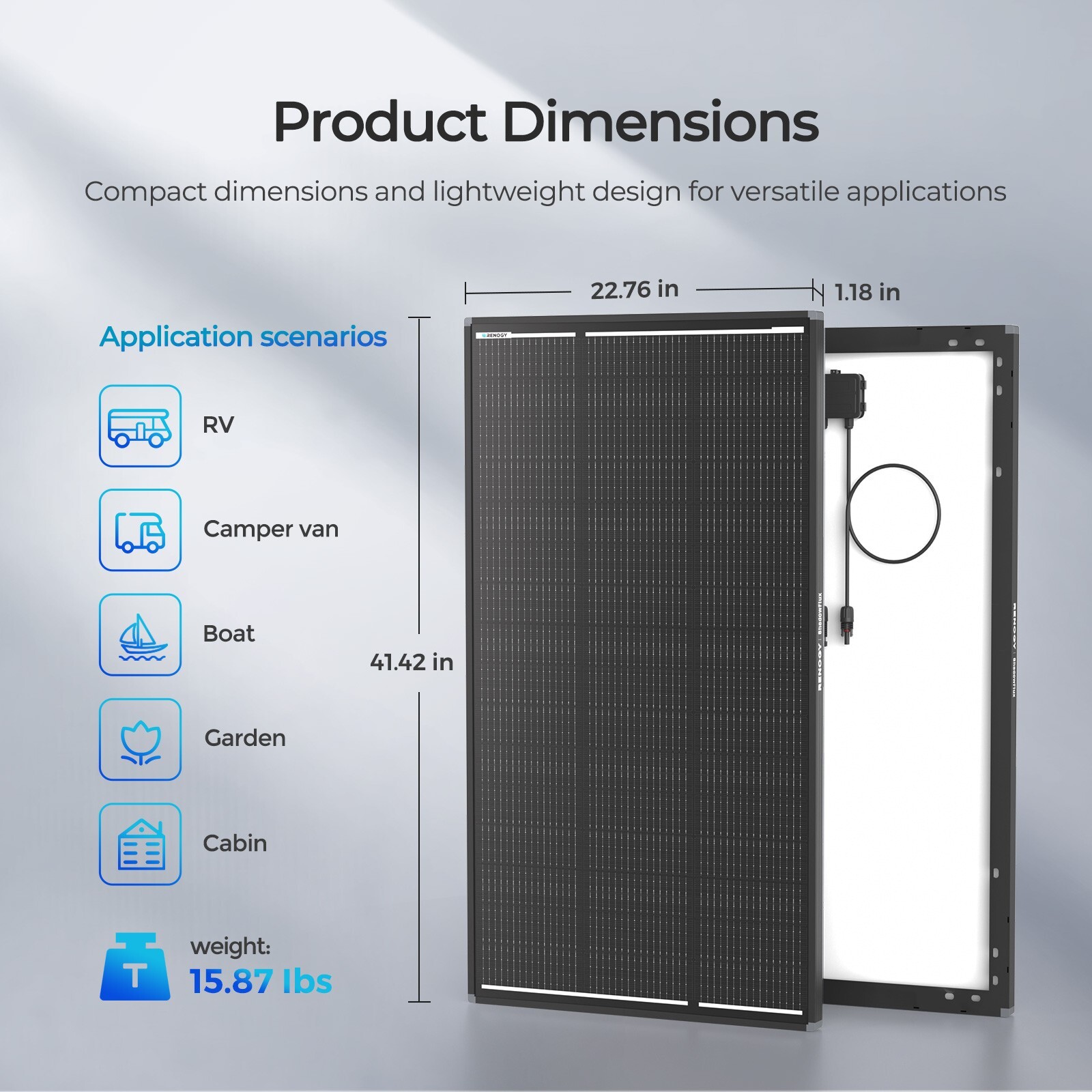Renogy ShadowFlux N-Type 120W Rigid Solar Panel, 25% High-Efficiency & Anti-Shad