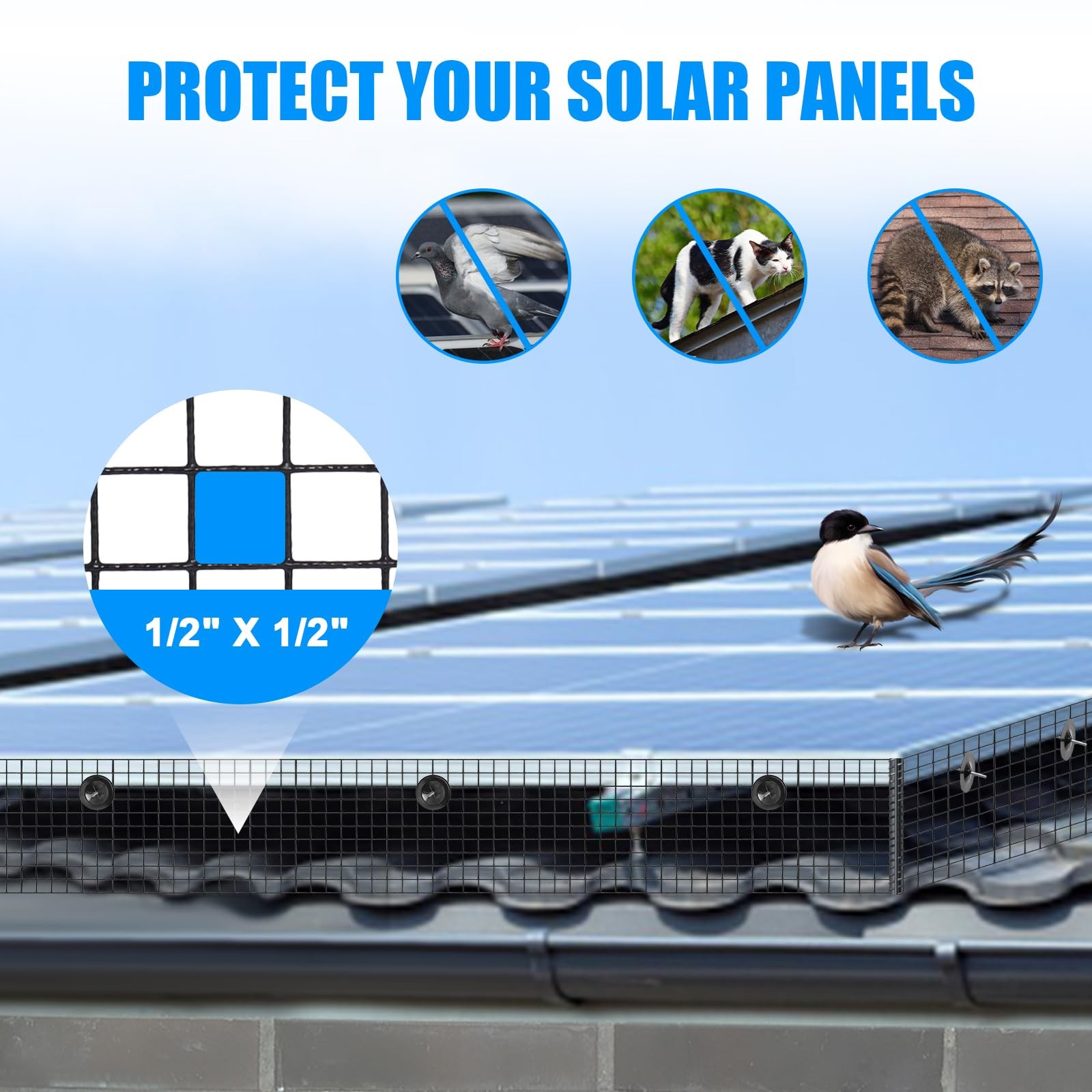 6in X 100ft Solar Panel Bird Guard – 1/2″ Black PVC Mesh Galvanized Rust-Resi…