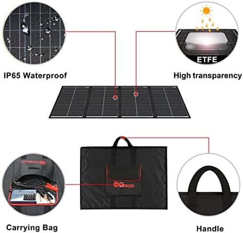 DOKIO 200W 36V Portable Foldable Solar Panel Kit, Compact 20×27.4in Design 9….
