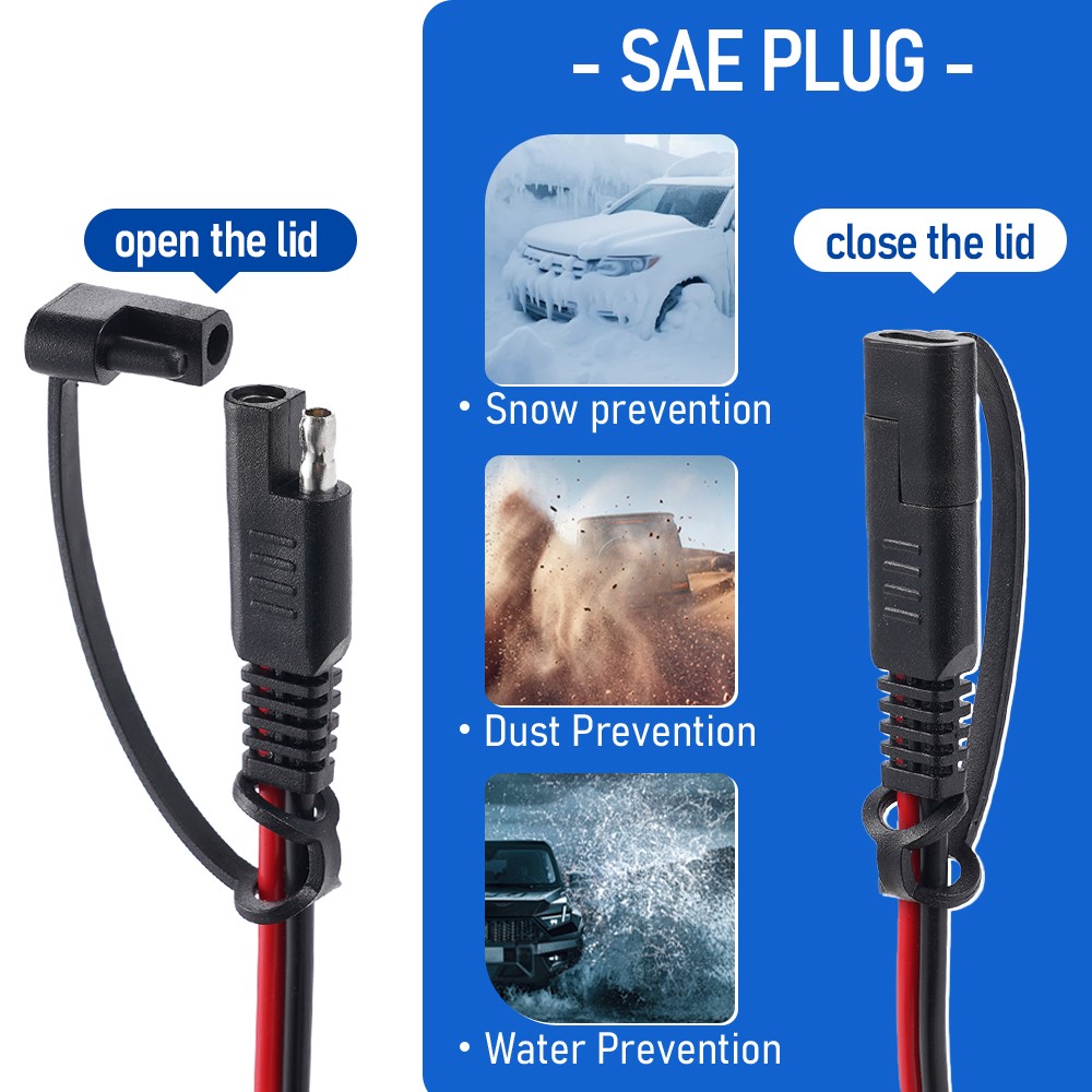 15ft SAE To SAE Battery Cable Tender Terminal Connector 14AWG Extension Cord USA