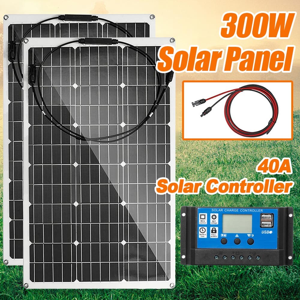150-900W Flexible Mono Solar Panel Home RV Rooftop Camping Off-Grid 12V Power