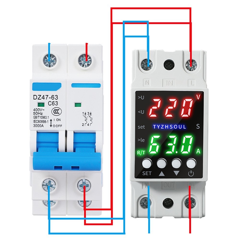 Voltage Control Relay with Dual LCD Readout 80V-300V AC OverUnder Protection