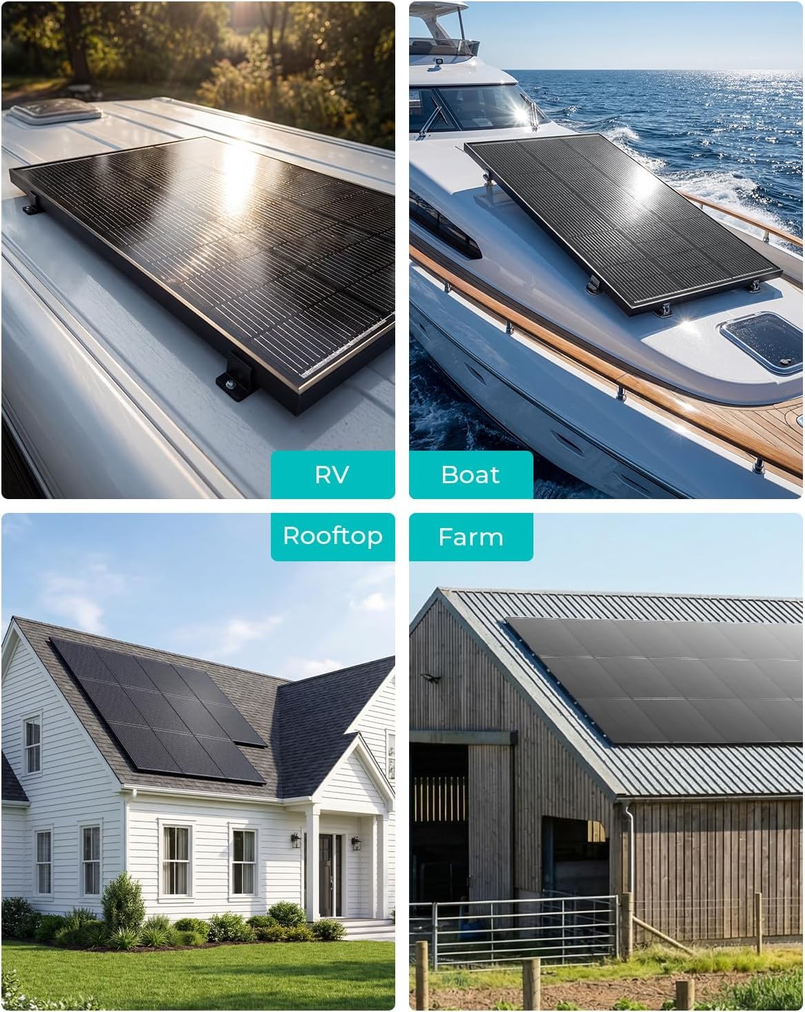 100W Solar Panel 12V N-Type 16BB 25.6% Efficiency RV & Boat Lightweight