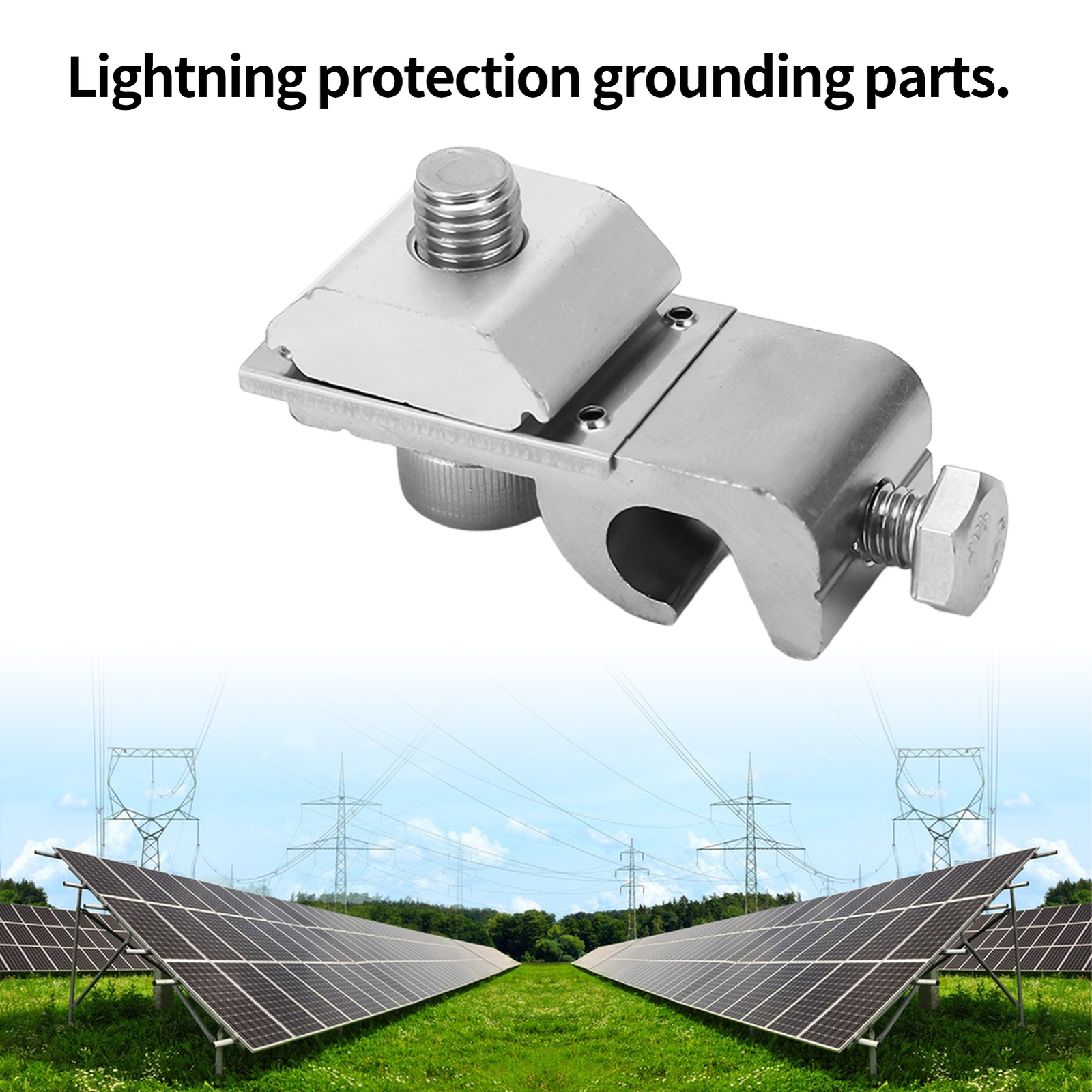 10Pcs Solar Panel Ground Clamp Aluminum Alloy M6 Lug PV Cable Coupling For Wire