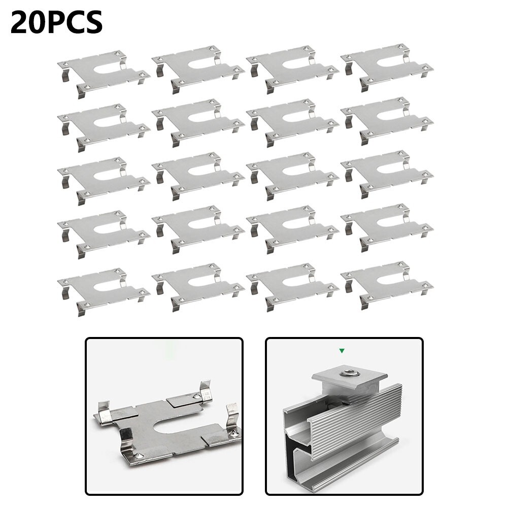 20pcs Earth Plate Grounding Clip Solar Panels PV Roof Fitting Stainless Steel