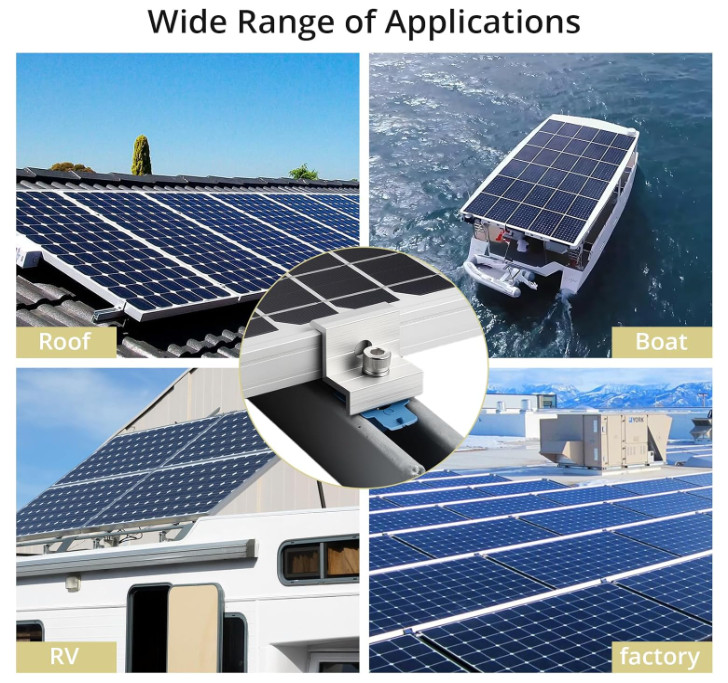 Anbte 10pcs Solar Panel End Clamp for Standard Unistrut, Aluminum 30mm/35mm Sola