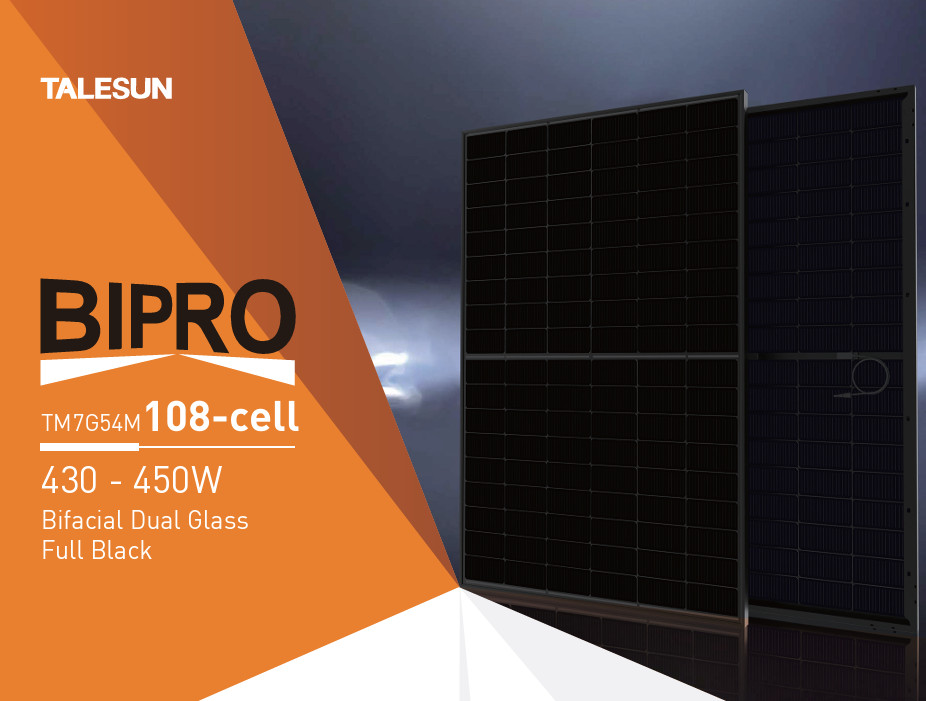 Talesun Solar TM7G54M-445 (BOB) 445W All black bifacial solar panel