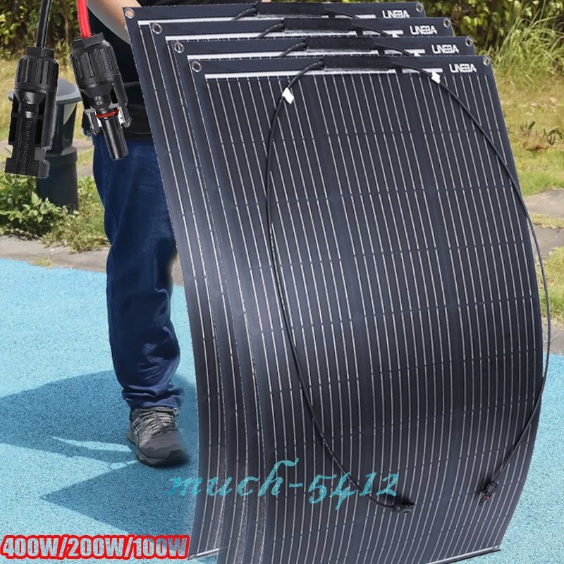 100W 200W 400W Flexible 18V Solar Panel Mono PV N-Type Charger RV Home Off-Grid