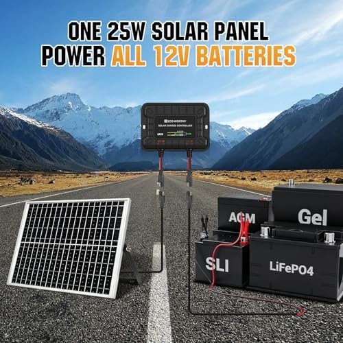 ECO-WORTHY Solar Panel Kit 25W 12V Solar Battery Charger Trickle Maintainer, …
