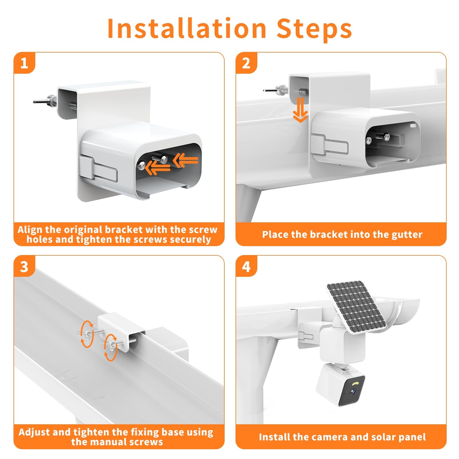 Gutter Mount Compatible with WYZE Solar Cam Pan, No-Drilling Metal Security C…