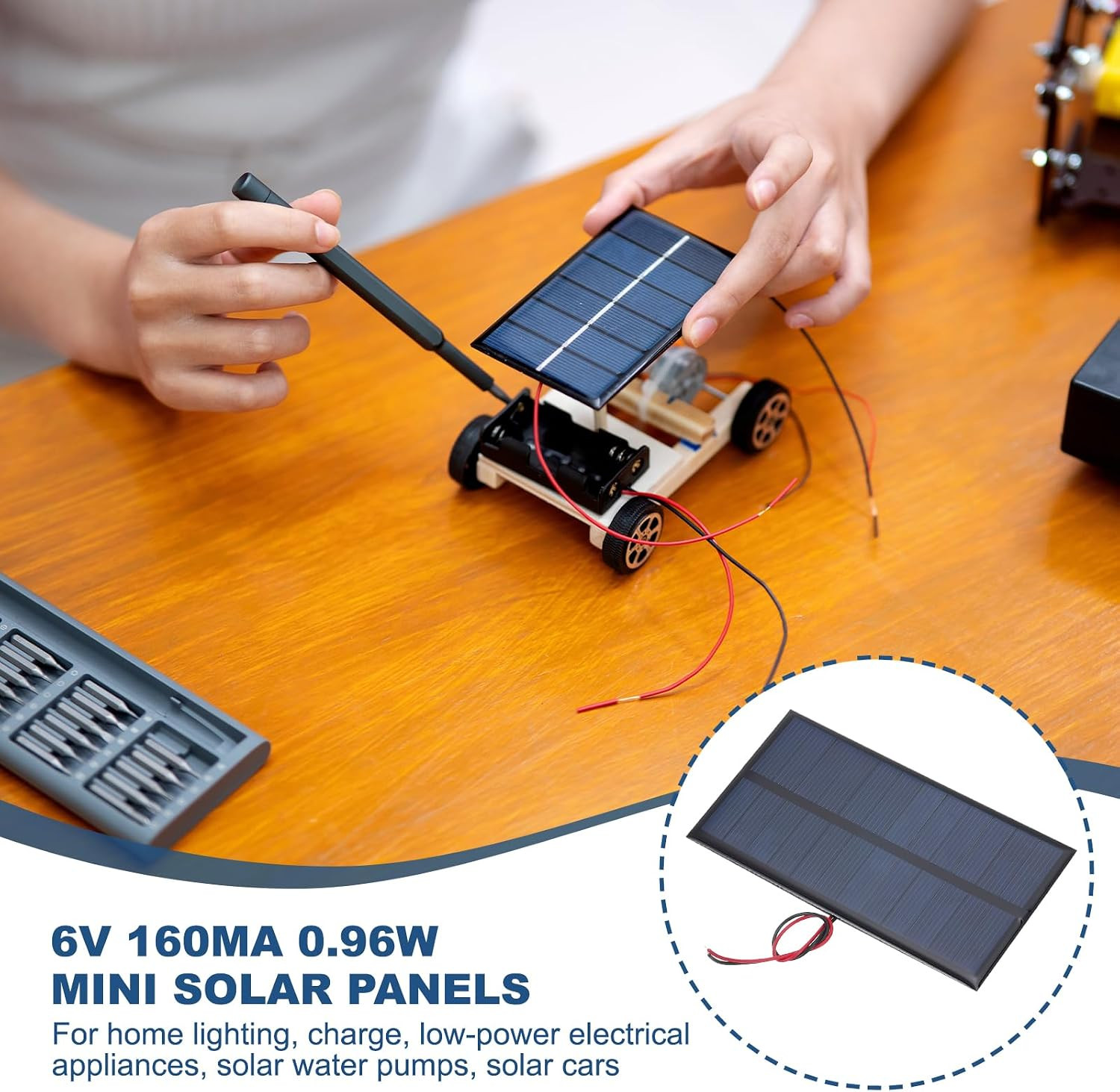 5 Pcs 6V 0.96W 160Ma Mini Solar Panels, Small Polycrystalline Solar Cell Panel w