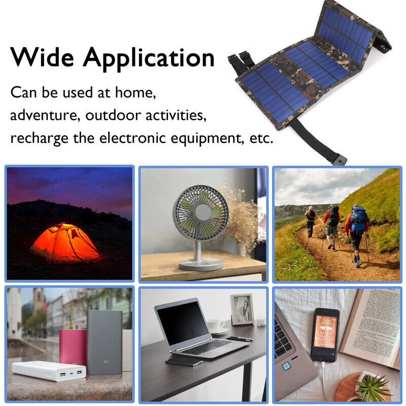 Solar Power Panel Portable Bank Solar Charger Camping Phone Charger 80W USB