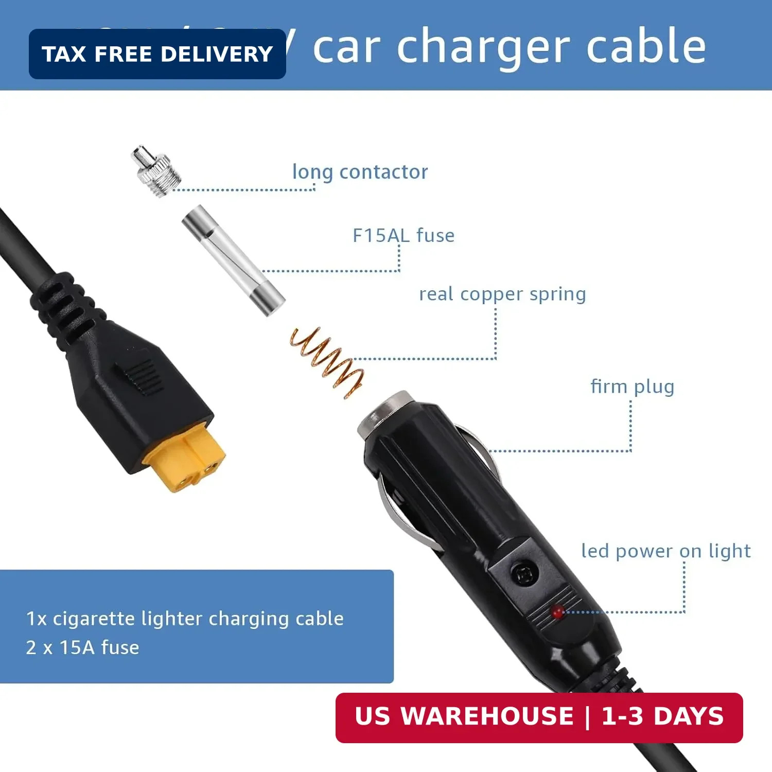 Portable12V/24V car Charger Suitable for Ecoflow Delta/River, Bluetti EB55, Anke