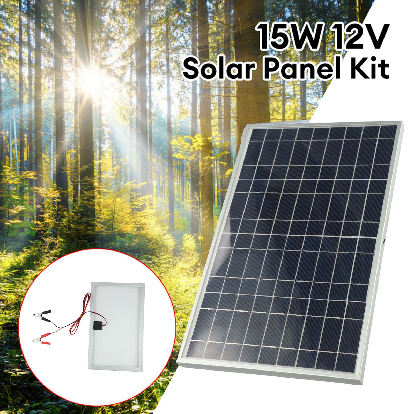 Eco friendly and Economical 15W 12V Solar Panel Kit with For Alligator Clip
