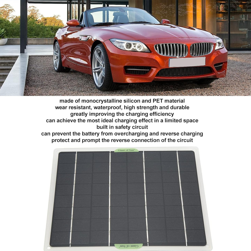 12V Solar Battery Trickle Charger 30W Solar Panel Maintainer Kit for Car RV Boat