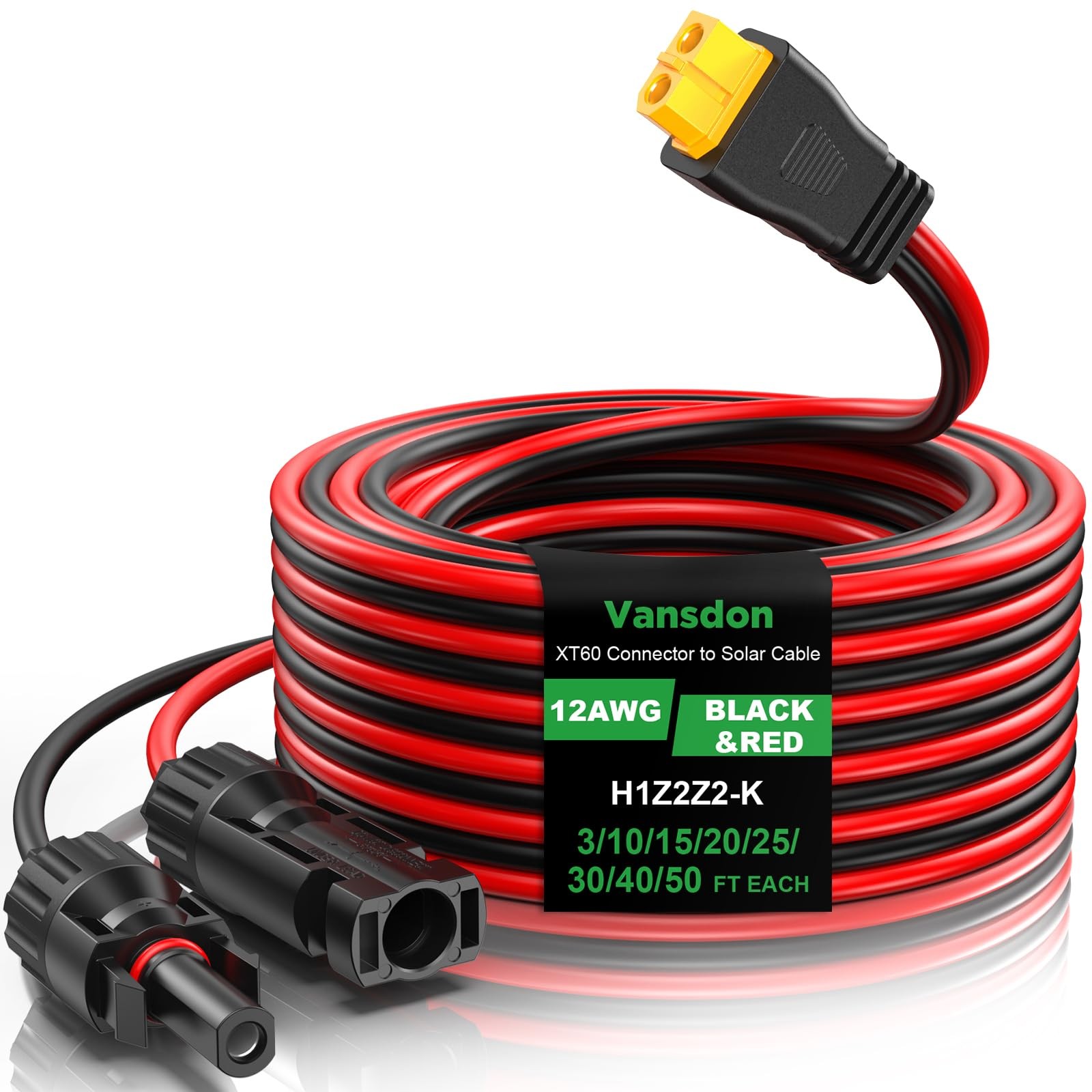 12AWG Solar To XT60 Charging Cable 25Ft For Portable Power Station Solar Panel