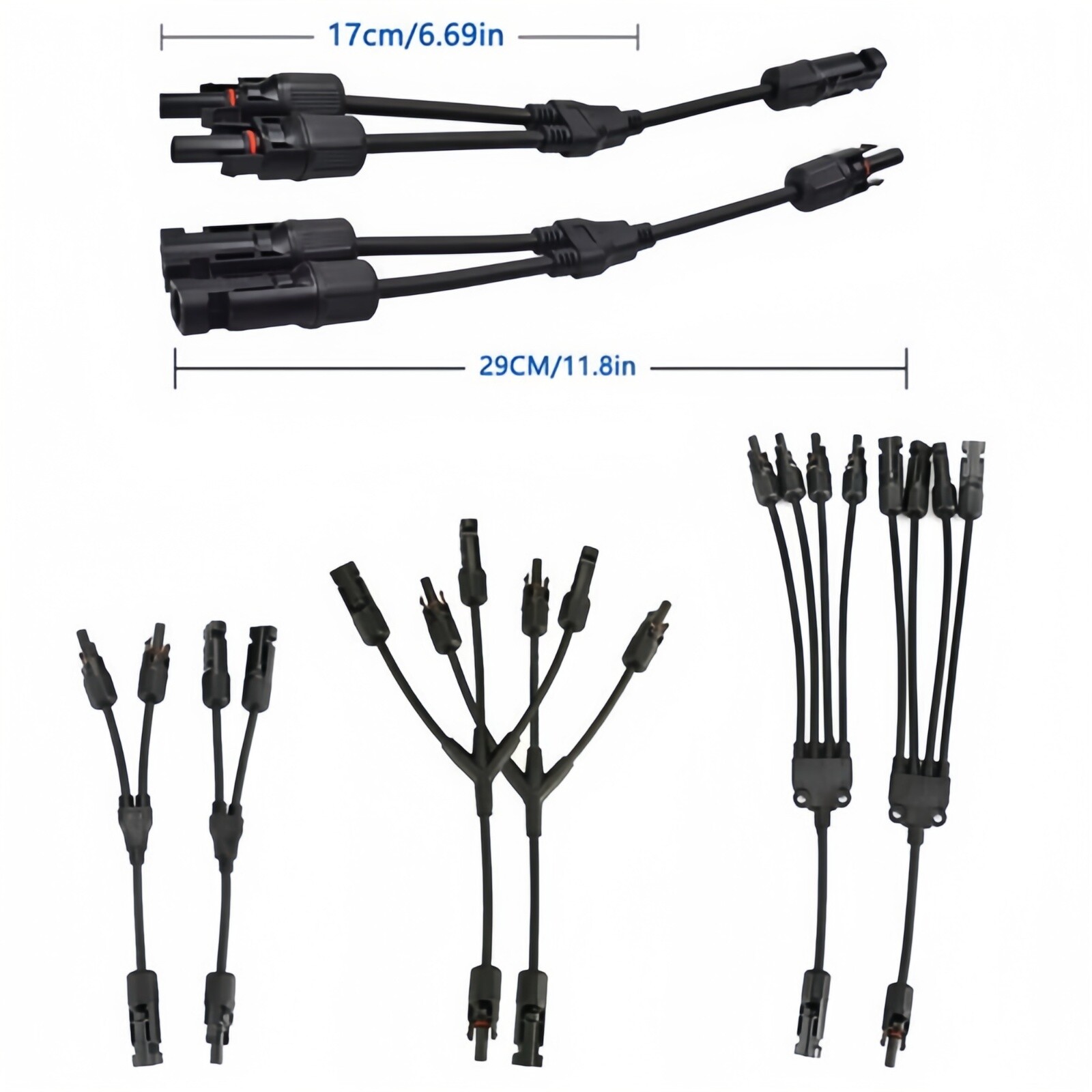 1Pair Solar Cable Splitter Waterproof 2Y/ 4Y Branch Solar Panel Cable Connector