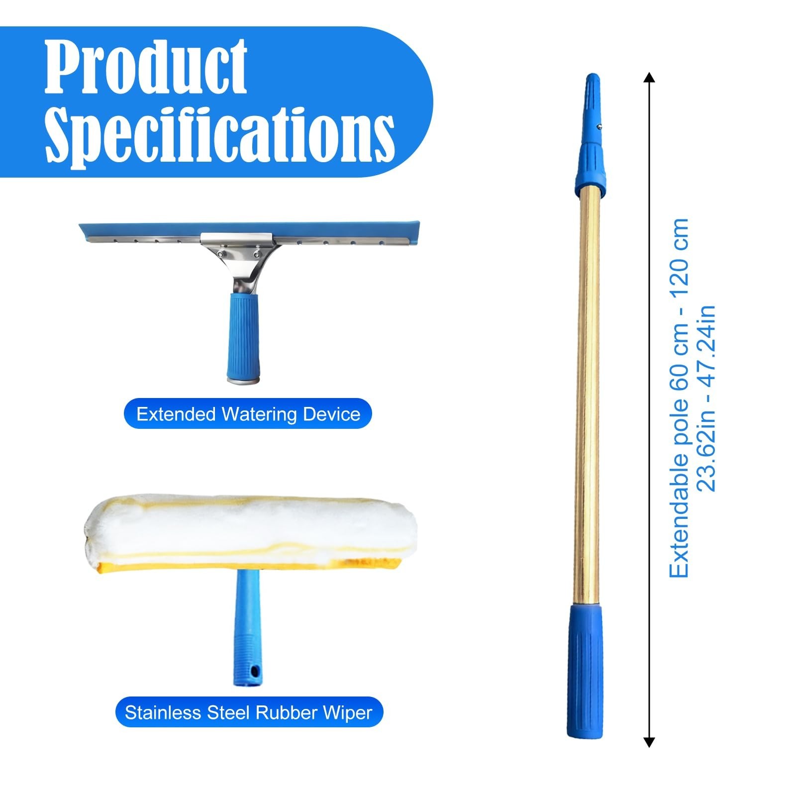 35FT Adjustable Water Fed Pole Kit for Solar Panel & Window Cleaning Tool