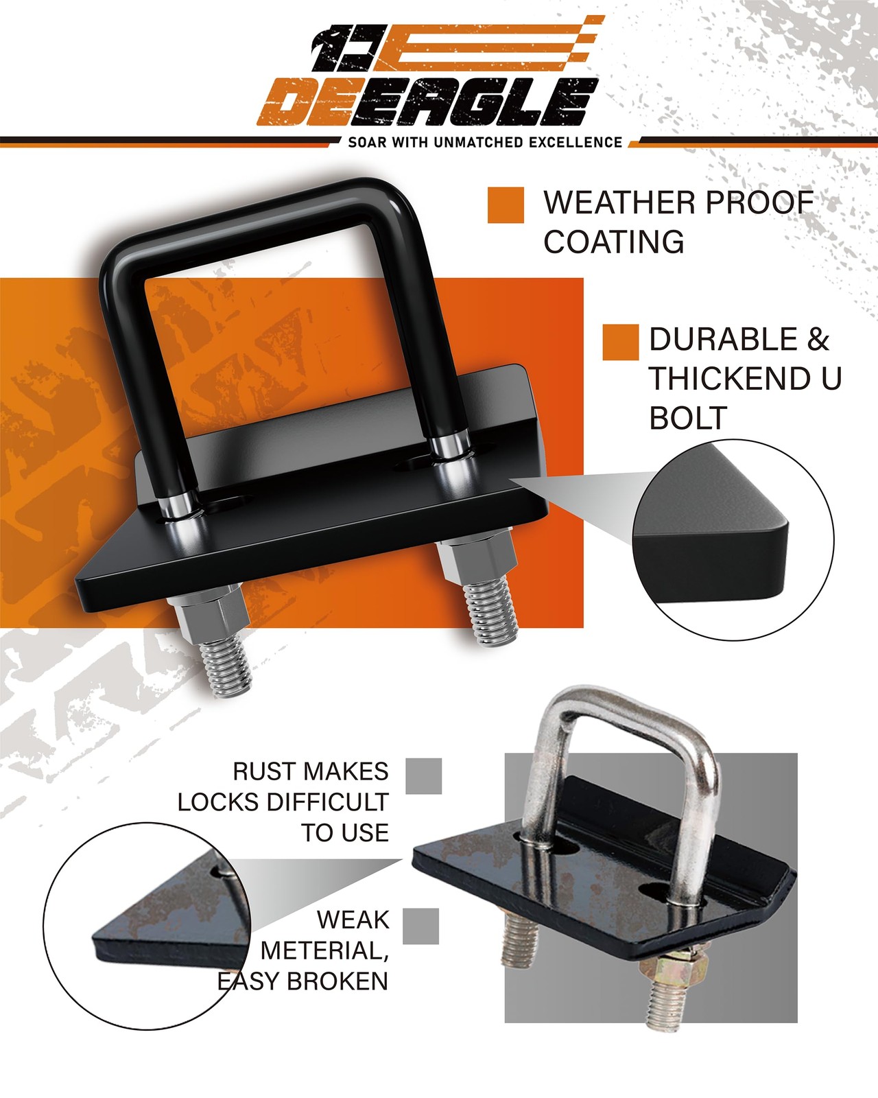 DEEAGLE Hitch Tightener Anti Rattle Stabilizer for 1.25″ to 2″ 2 inch, Black