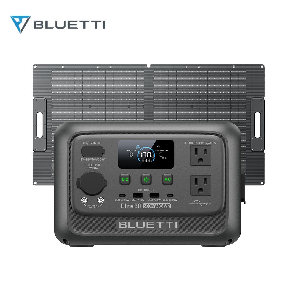 BLUETTI Elite 30 V2+100W Solar Panel 288Wh Portable Power Station LFP for Trip