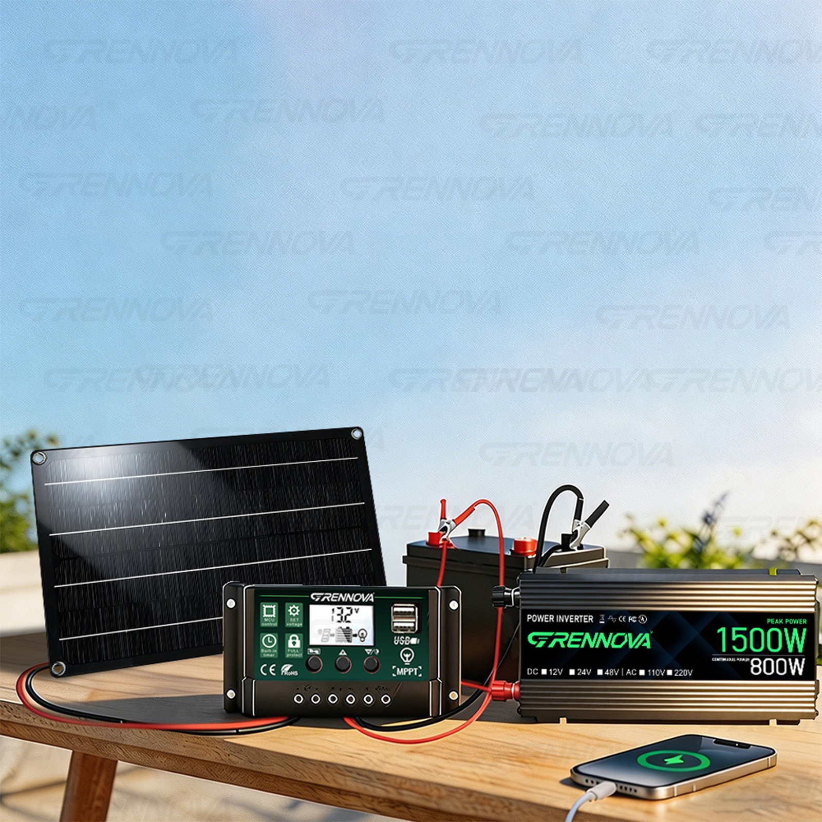 Grennova 1500W Solar DIY Kit 60A MPPT 50W Panel Off-Grid RV Camping Power