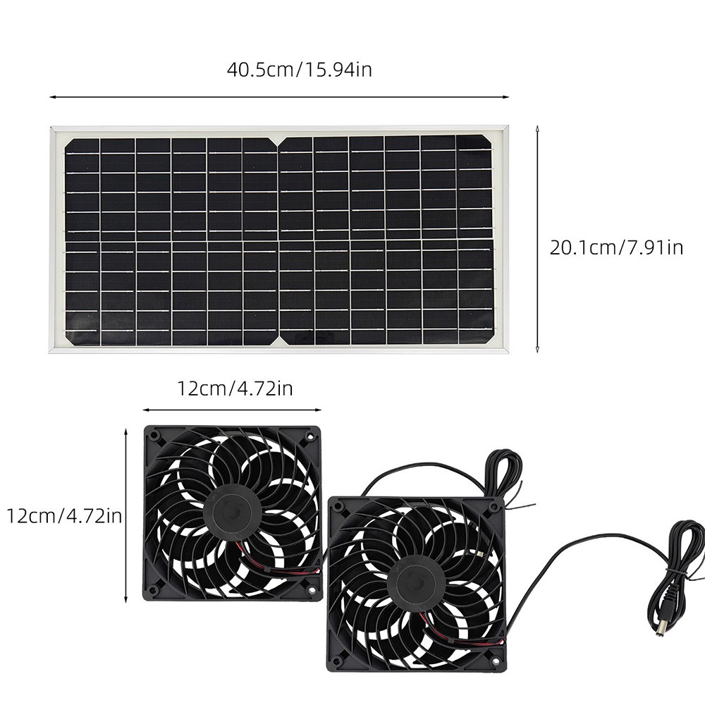 30W Solar Powered Fan/Solar Exhaust Fans for Outside/Solar Chicken Coop Dual Fan