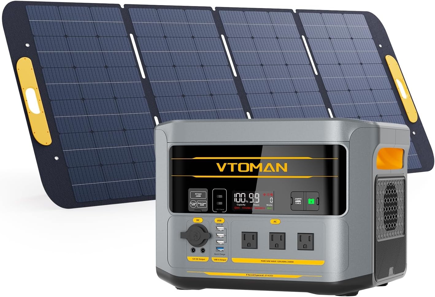 VTOMAN FlashSpeed 2400 Portable Power Station, 1408Wh LiFePO4 Battery 2400W