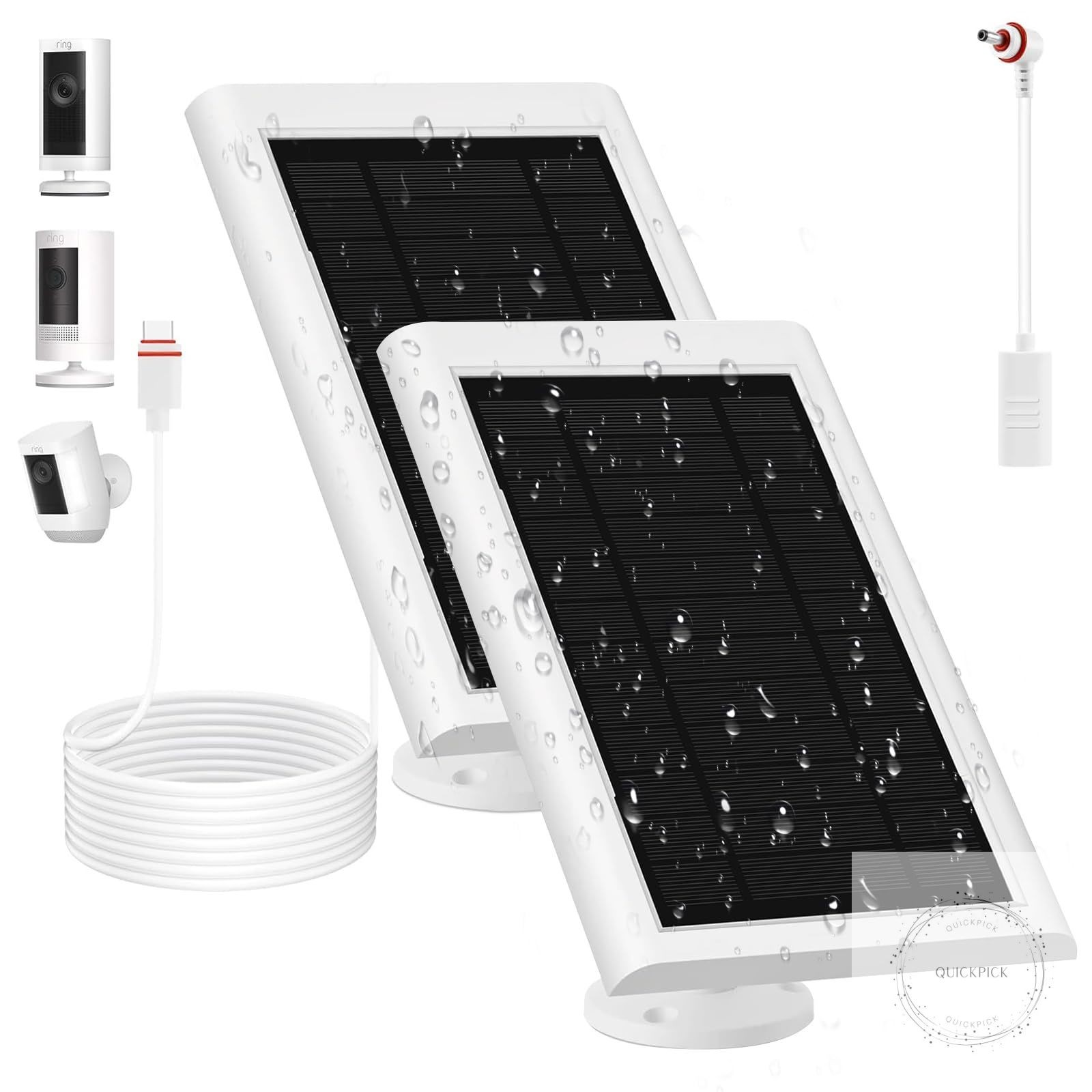 Solar Panel for Ring Camera(2nd Generation), 2 Pack 5W Solar Panel with 10FT/3M