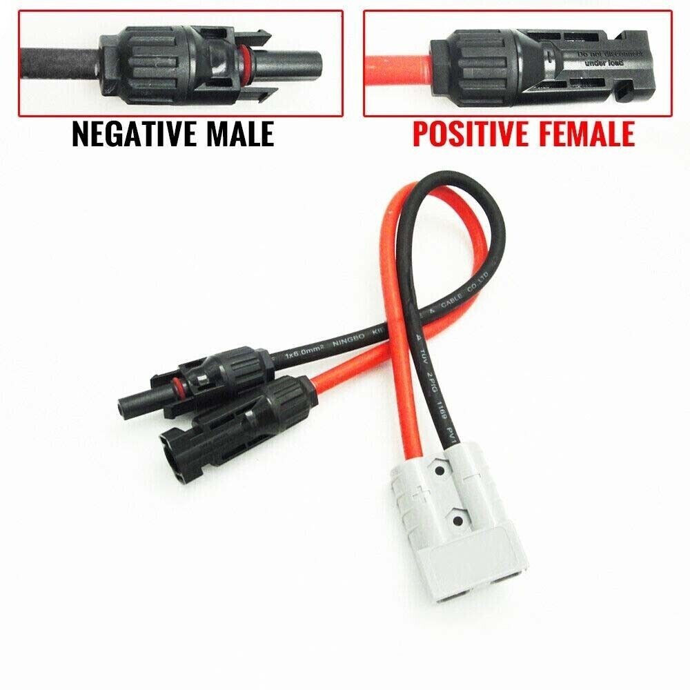 50 AMP Anderson Plug to Solar Panel Cable Y Adaptor Connector 30cm 6mm²