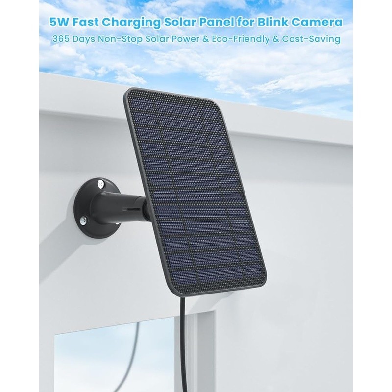 5W Solar Panel Blink Outdoor Camera Continuous Power 360° Adjustable Mount 3 Pk