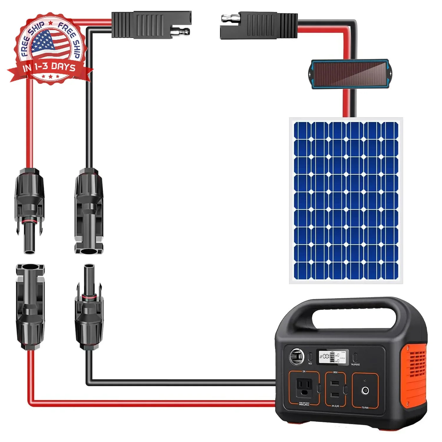 10AWG Solar to SAE Extension Cable 60cm Tinned Copper Waterproof RV Battery Char