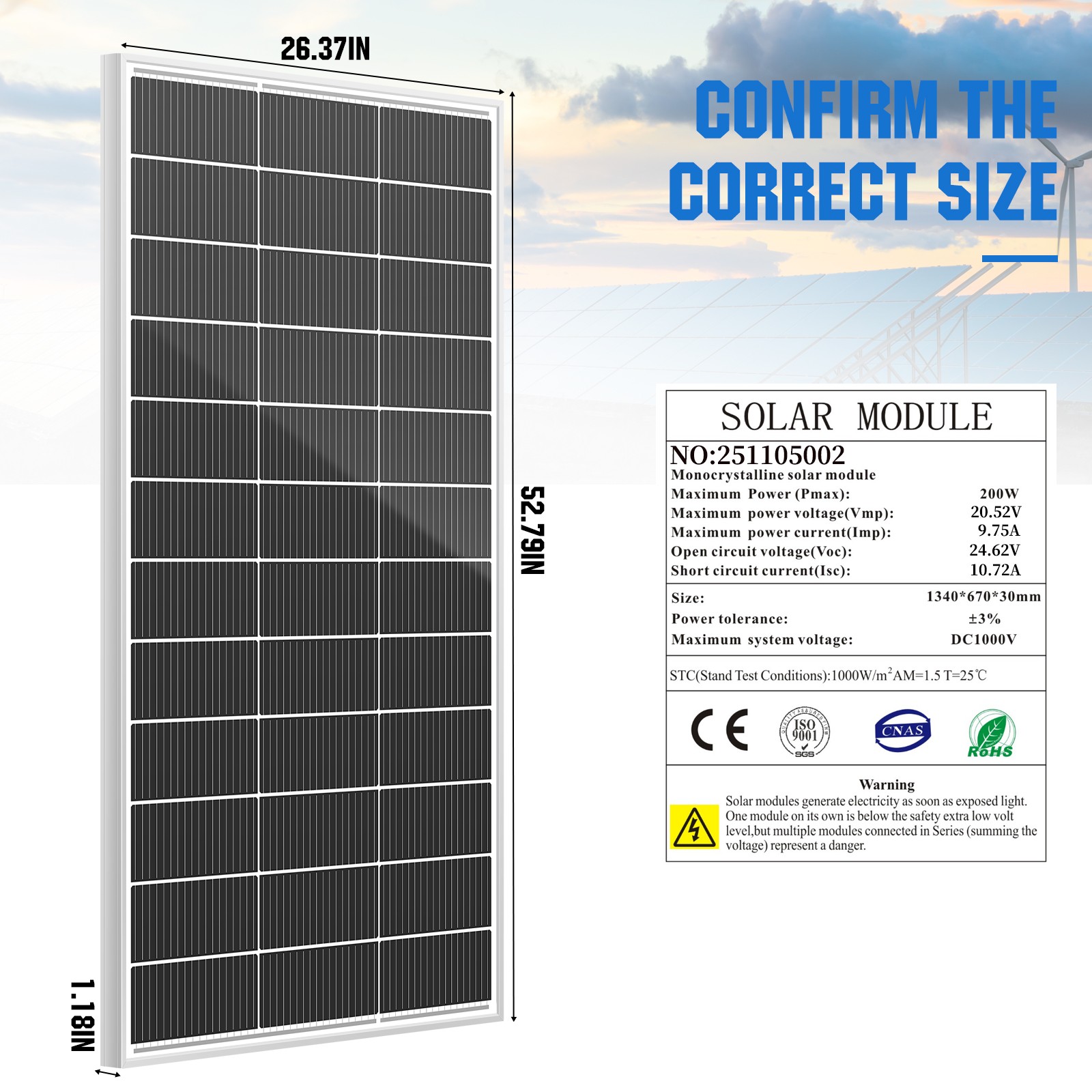 200W Solar Panel Mono 12V Battery Charge RV PV Home Off-Grid Battery Power Grid