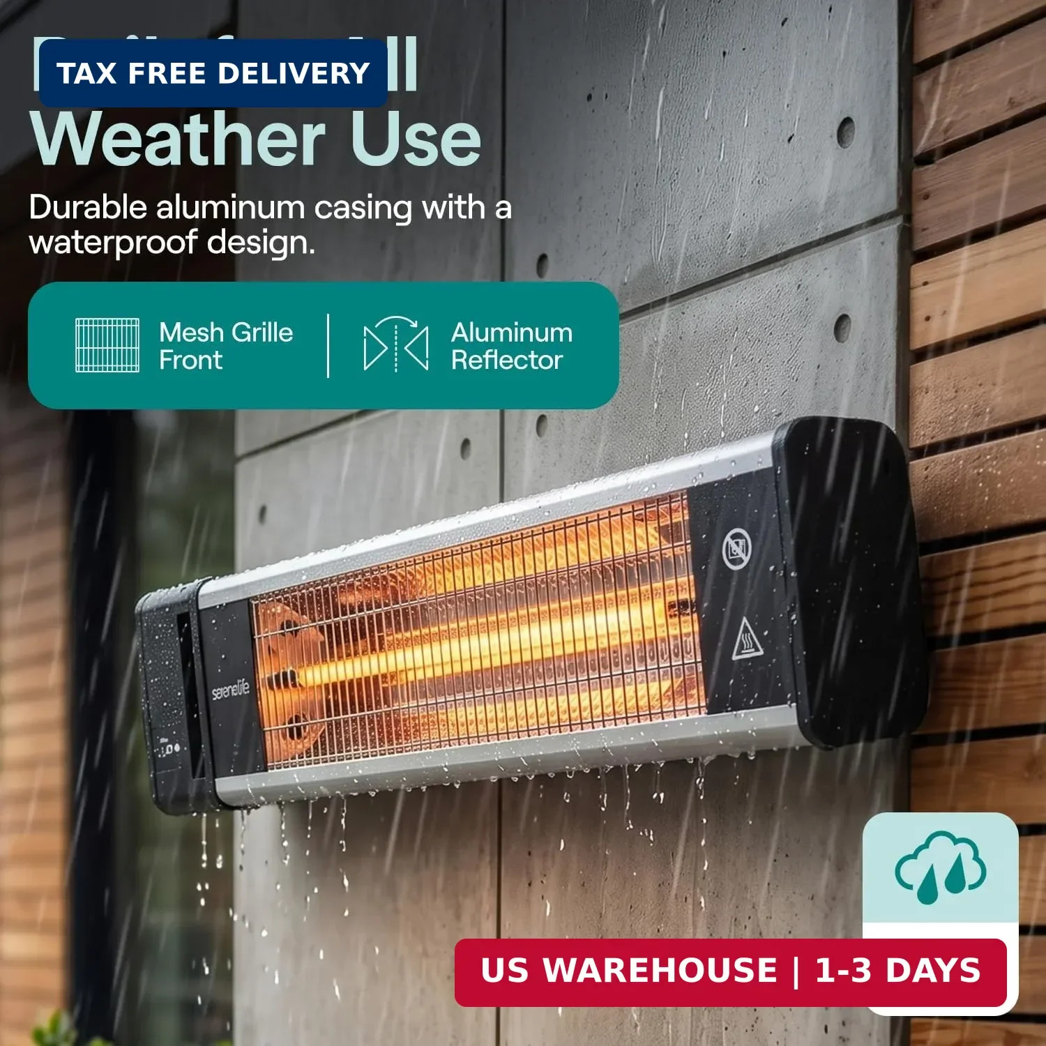 SereneLife Portable Infrared Indoor and Outdoor Electric Space Heater with Remot