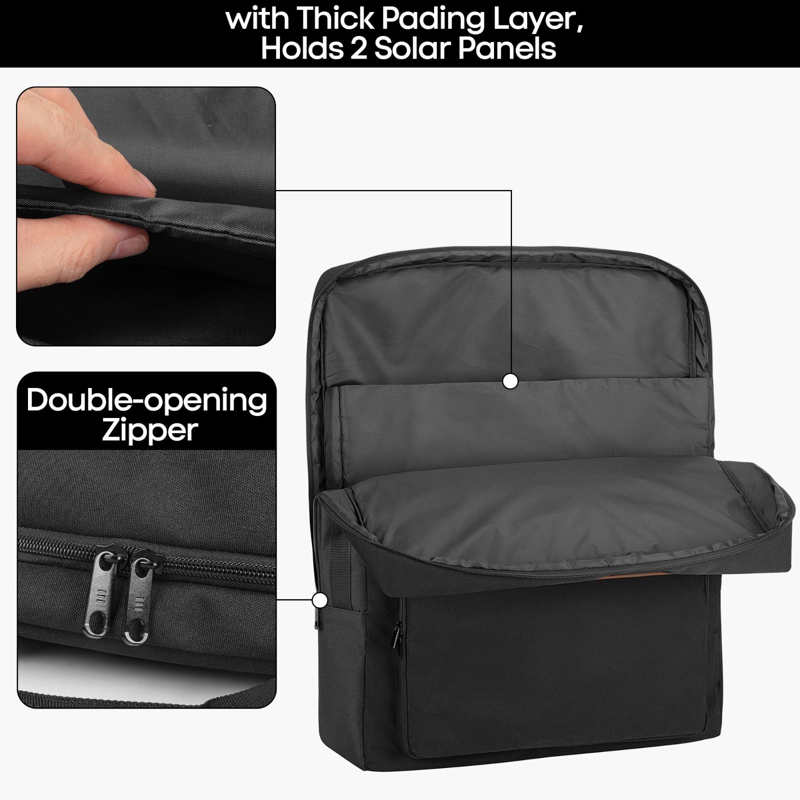 Solar Panel Storage Bag for 100W Panels, Padded Travel Case, Double-Layer Carrie