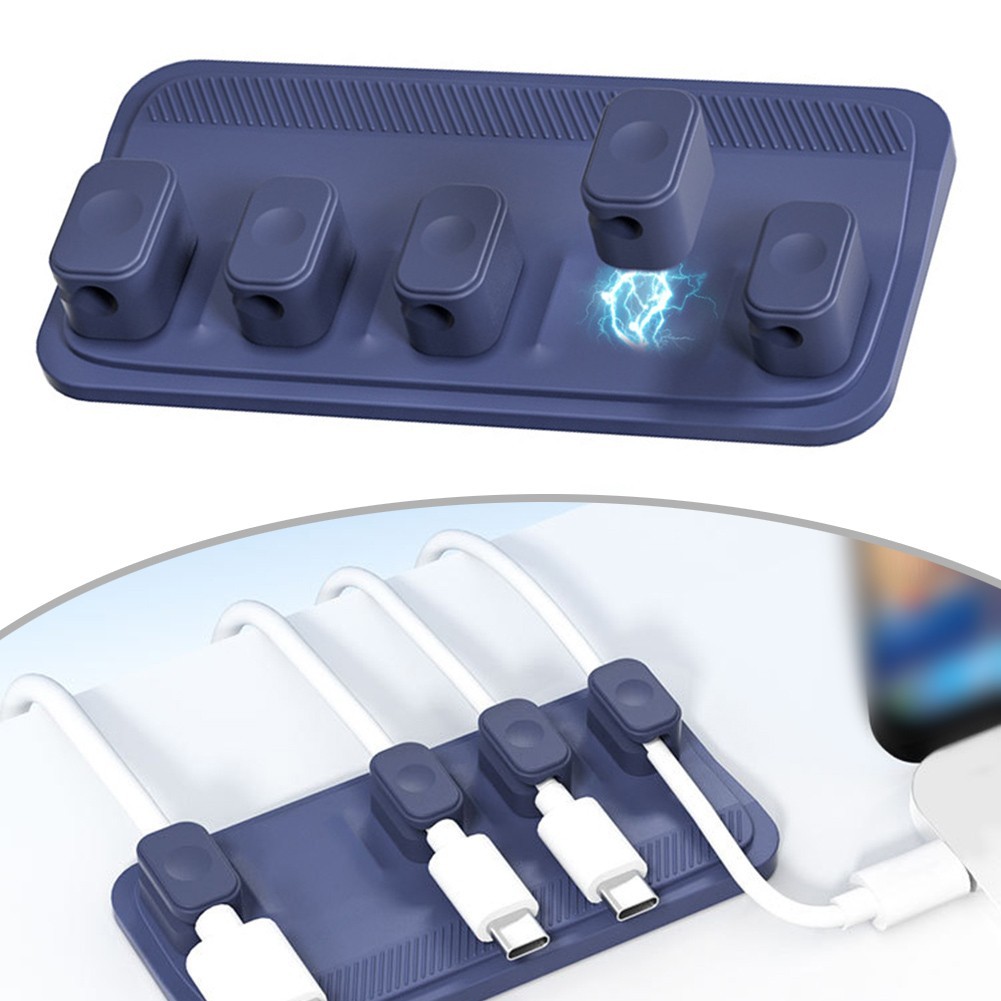 Desktop Magnetic For Cable Tie Solution Featuring Five Organized Clips