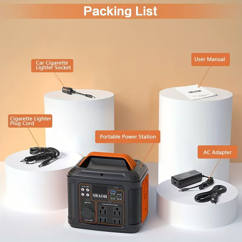 SBAOH 300W Portable Power Station 296Wh 80000mAh Solar Powered Generator New